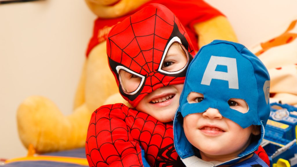 Boys dressed as super heros, resort Montpellier, Country Kids